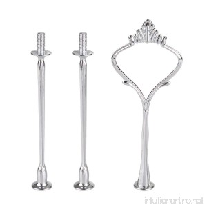 CHICTRY 3 Tier Metal Fan Shape Cake Pastry Stands Fittings Hardware Holder Rods Fruit Candy Desserts Heavy Plate Handles for Wedding Party Decoration Silver One Size - B07748N3F1